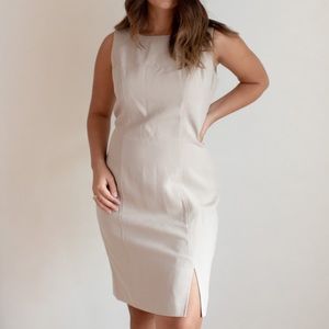 Vintage nude tank dress with slit